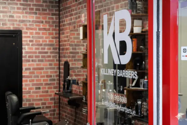 The stylish and welcoming interior of Killiney Barbers shop